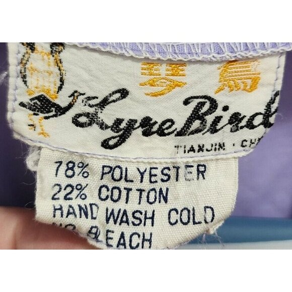 Vintage Lyre Bird Women's Lightweight Short Robe Floral Applique Purple Size M - Picture 6 of 11